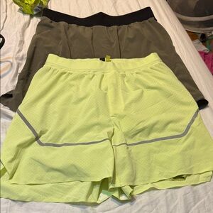lululemon  bundle athletica Neon Yellow and Olive Athletic Shorts